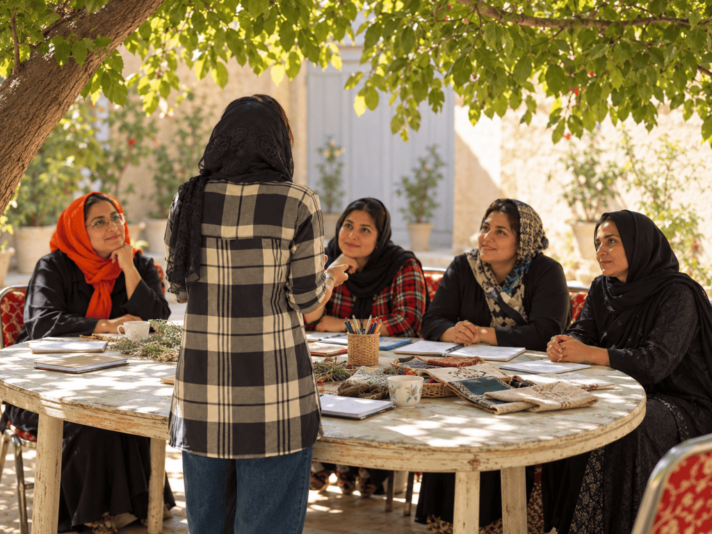 زنان در کارگاه گروهی مهارت‌آموزی و توان‌افزایی در فضای صمیمی و آموزشی